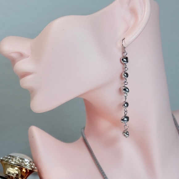 ⚜️❤️🔥 Elegant Silver Beaded Drop Earrings - Picture 6 of 6